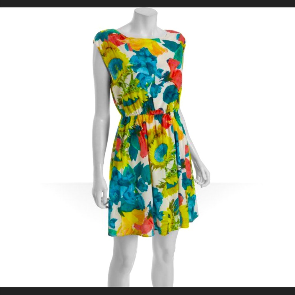 Alice + Olivia Sill Sunflower Floral A-line Spring Dress